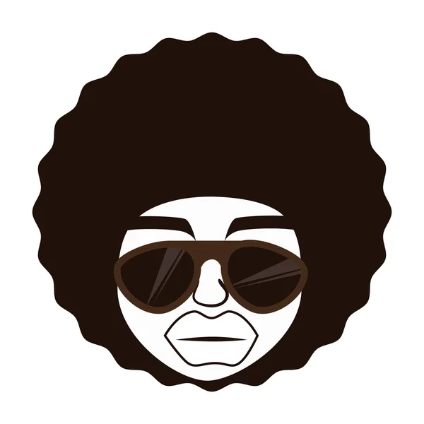 Man afro glasses cartoon , — Stock Vector