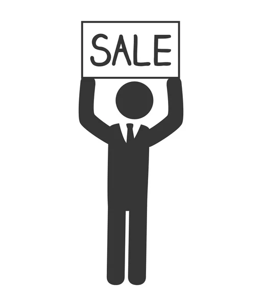 Imprenditore vendita pubblicità icona, illustrazione vettoriale — Vettoriale Stock