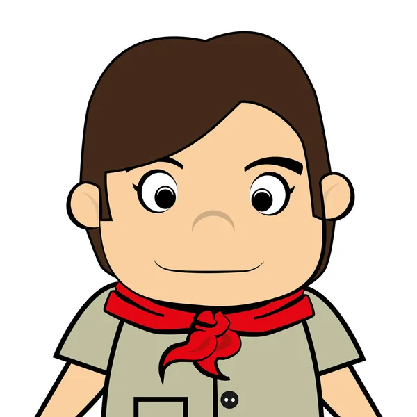 Scout niño dibujo animado icono vector ilustración — Archivo Imágenes Vectoriales