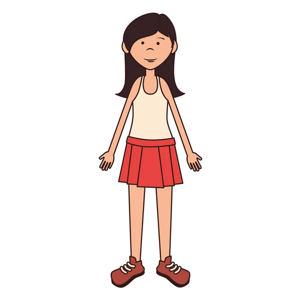 Adolescente chica dibujos animados icono vector ilustración — Vector de stock