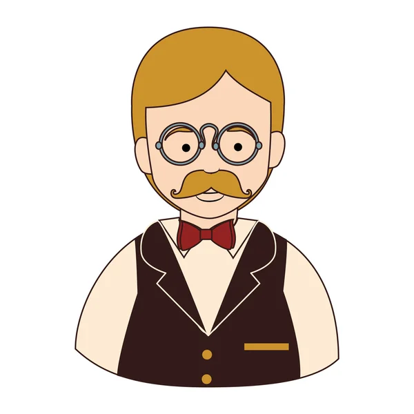 Icono de gafas de bigote masculino camarero, ilustración vectorial — Archivo Imágenes Vectoriales