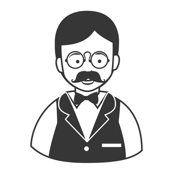 Garçom bigode masculino óculos ícone — Vetor de Stock
