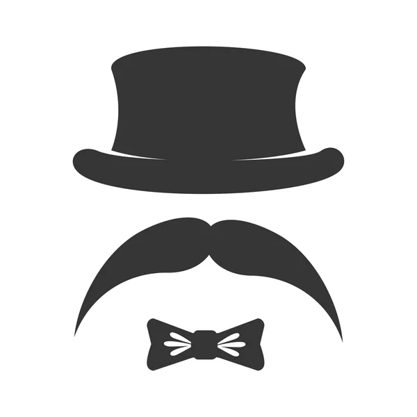 Vintage sombrero bigote corbata  , — Vector de stock