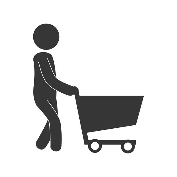 Hombre carro de la compra icono, vector de ilustración — Vector de stock