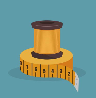 mezura ile iplik dikiş simgesi izole