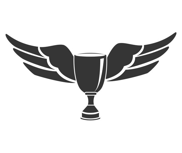 trophy cup wings icon vector illustration