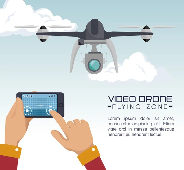 Tecnología de drones de vídeo aislado icono de diseño — Archivo Imágenes Vectoriales