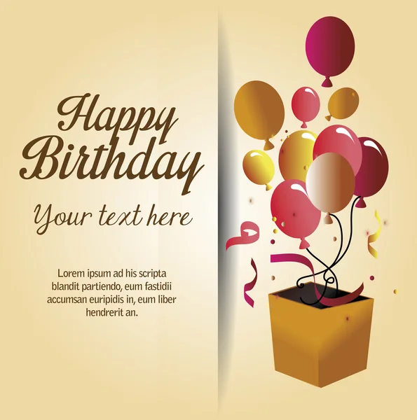 Grattis på födelsedagen överraskning låda med ballonger isolerade ikon design — Stock vektor