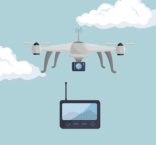 Video drone technology isolated icon design — Stock Vector