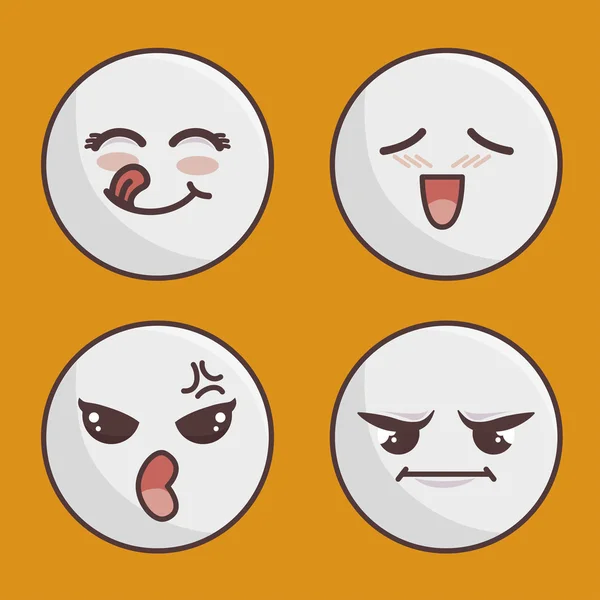 Set van emoticons geïsoleerd pictogram ontwerp — Stockvector