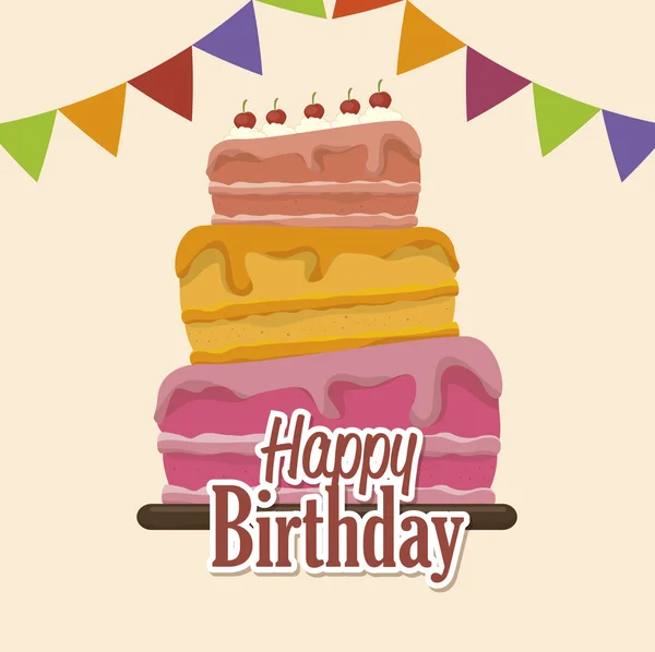 お誕生日おめでとうケーキ分離アイコン デザイン — ストックベクタ