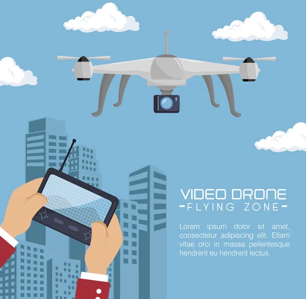 Tecnología de drones de vídeo aislado icono de diseño — Archivo Imágenes Vectoriales