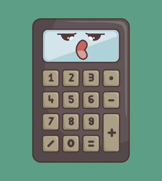 Kalkulator zabawny charakter na białym tle projekt ikonę — Wektor stockowy