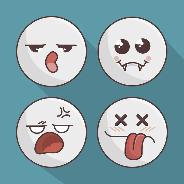 Conjunto de emoticonos diseño icono aislado — Archivo Imágenes Vectoriales