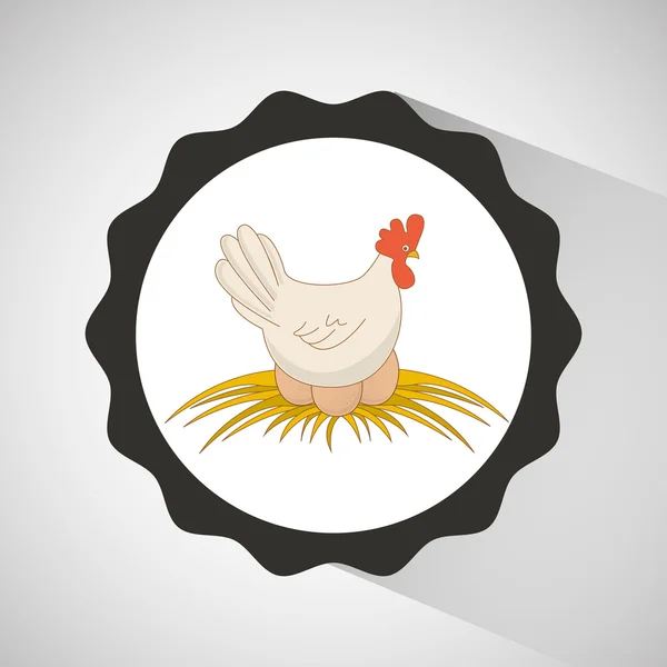 Granja campo animal gallina diseño — Vector de stock