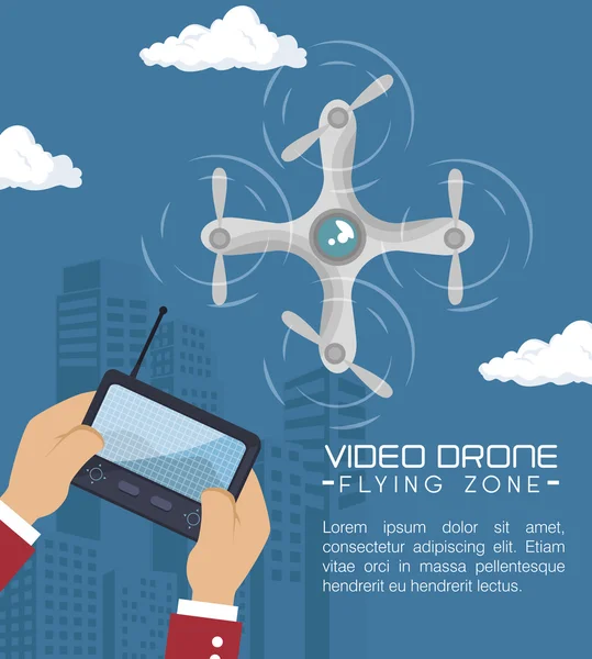 Tecnología de drones de vídeo aislado icono de diseño — Vector de stock