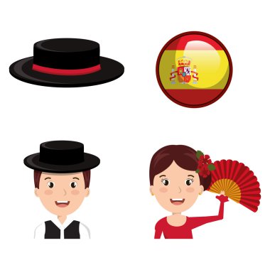 Spanish culture icons isolated icon design clipart
