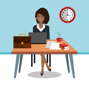 iş kadını çalışma alanında simgesi tasarım izole