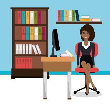 iş kadını çalışma alanında simgesi tasarım izole