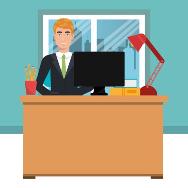 işadamı çalışma alanında simgesi tasarım izole