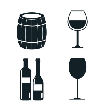 şarap kavramı simgeler izole simgesi tasarım ayarla