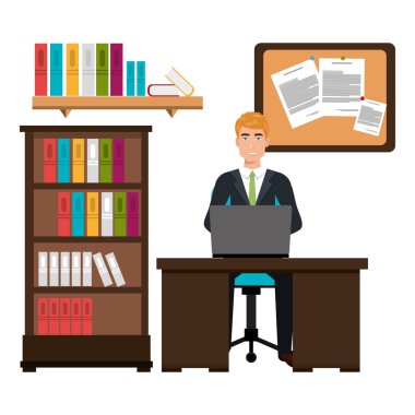 işadamı çalışma alanında simgesi tasarım izole