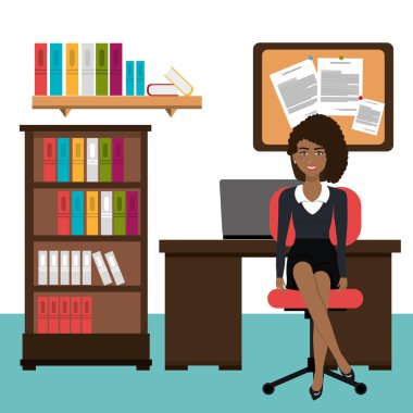 iş kadını çalışma alanında simgesi tasarım izole