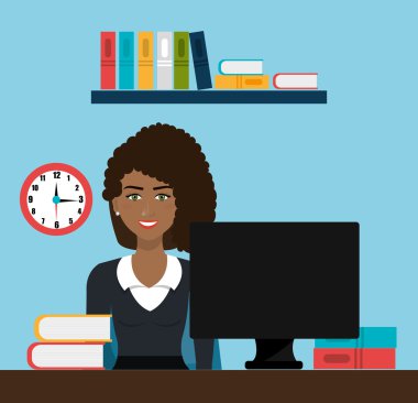 iş kadını çalışma alanında simgesi tasarım izole