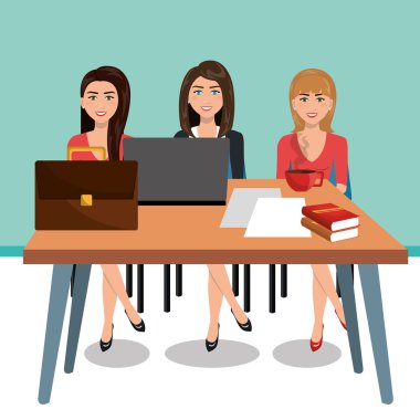 iş kadını çalışma alanında simgesi tasarım izole