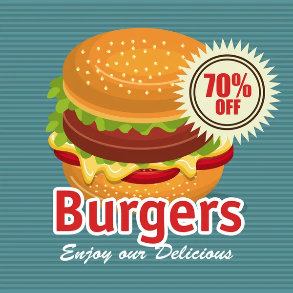 Delicioso hamburguesa aislado icono de diseño — Archivo Imágenes Vectoriales