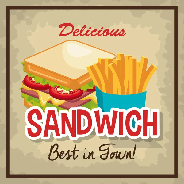 Delicioso sándwich aislado icono de diseño — Archivo Imágenes Vectoriales