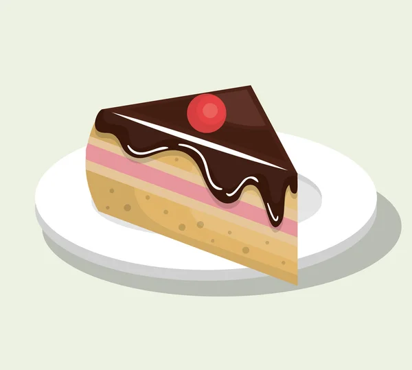 Gâteau délicieux et sucré icône isolée design — Image vectorielle