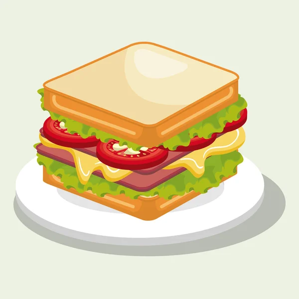 Delicious sandwish isolated icon design — Stock Vector
