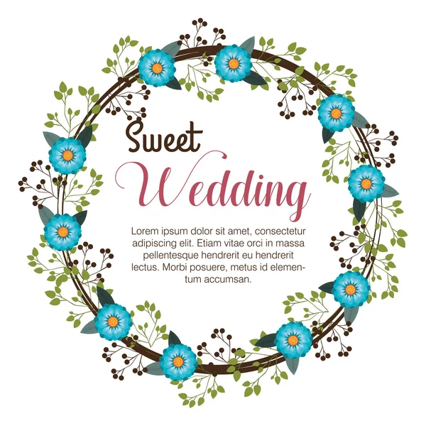 Προσκλητήριο γάμου floral απομονωθεί εικονίδιο σχεδιασμός — Διανυσματικό Αρχείο