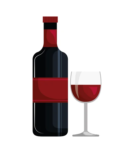 Wine bottle and cup isolated icon design — Stock Vector