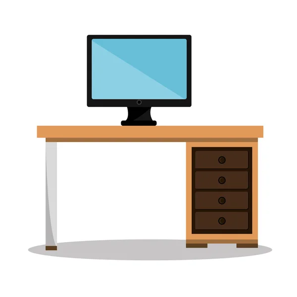 Oficina lugar de trabajo diseño icono aislado — Vector de stock