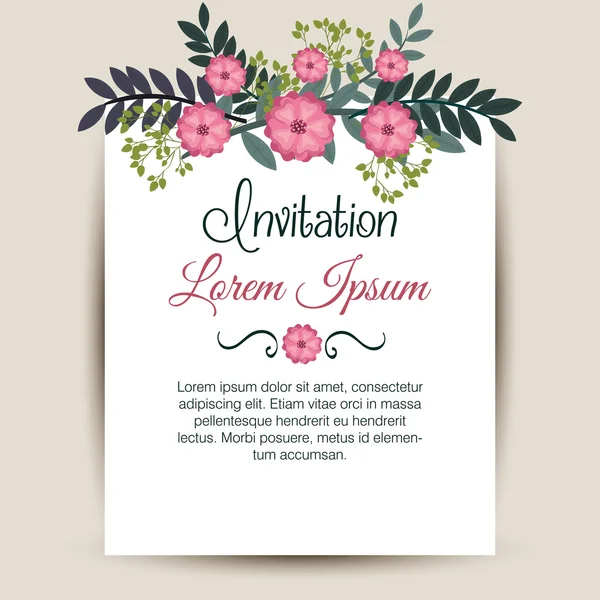 Floral wedding invitation isolated icon design — Stock Vector