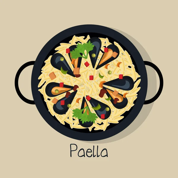 Spanyol desain ikon paella terisolasi - Stok Vektor