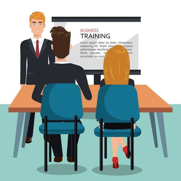 Businesspeople in training process  isolated icon design — Stock Vector