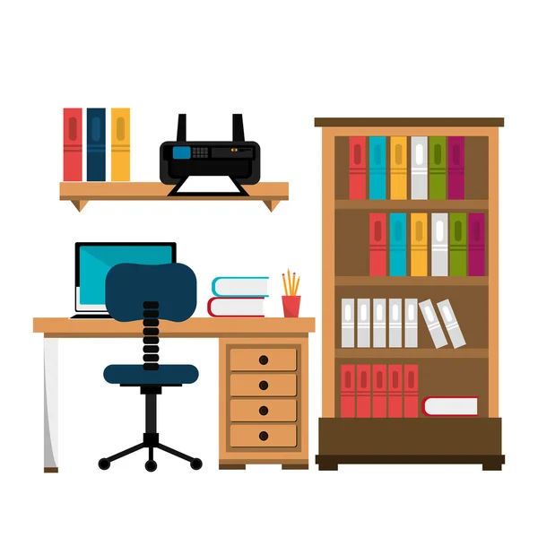 Office work place isolated icon design — Stock Vector