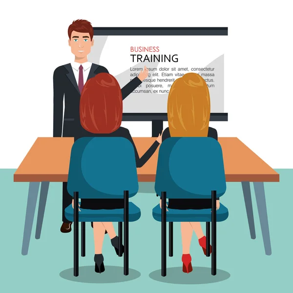 Businesspeople in training process  isolated icon design — Stock Vector