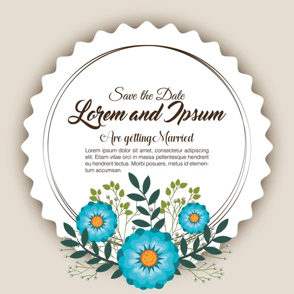 Convite de casamento floral design ícone isolado — Vetor de Stock