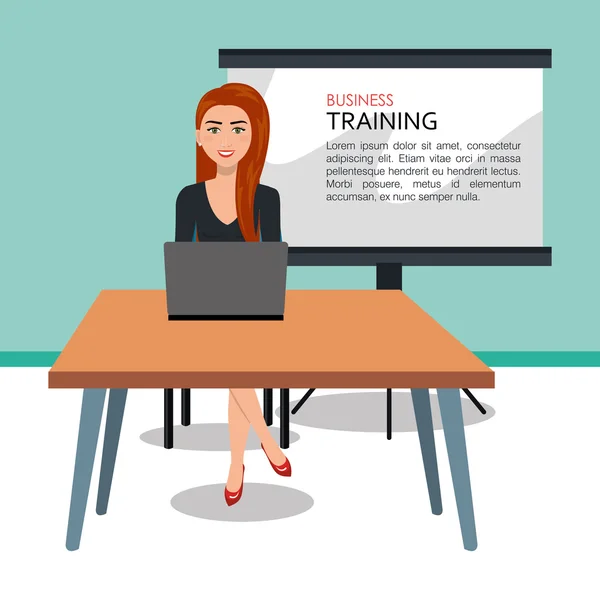ビジネス女性トレーニング プロセス分離アイコン デザイン — ストックベクタ