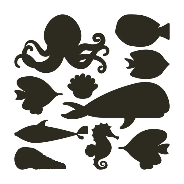 Sea life icons — Stock Vector