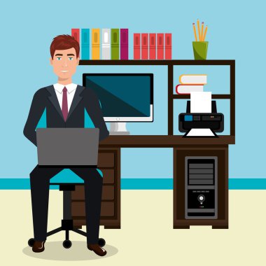 işadamı çalışma alanında simgesi tasarım izole