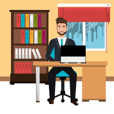 işadamı çalışma alanında simgesi tasarım izole