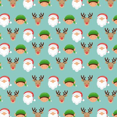 Elf Noel Baba ve Ren geyiği arka plan. 