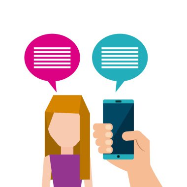 Smartphone ve kadın simgesi. 