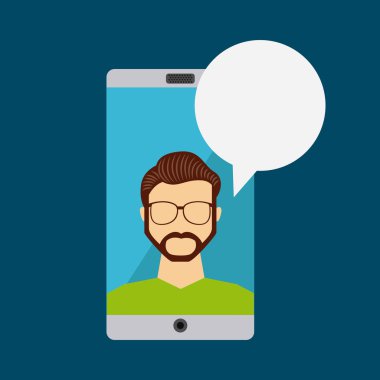 Smartphone ve avatar adam simgesi.  