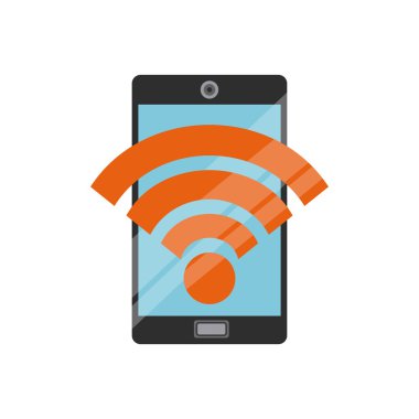 Smartphone ve wifi simgesi. 